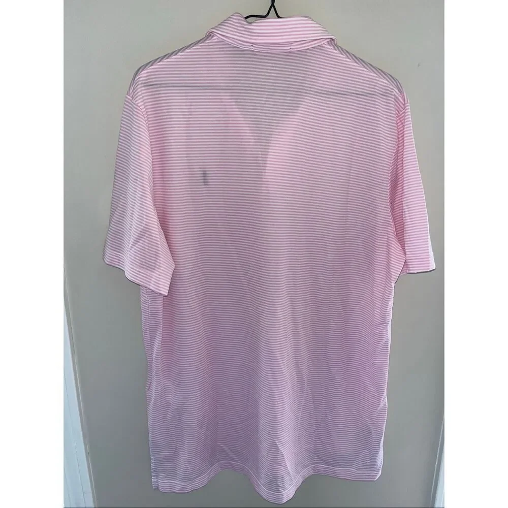 Ralph Lauren Men’s Wicking Polo Pink White Stripe Large